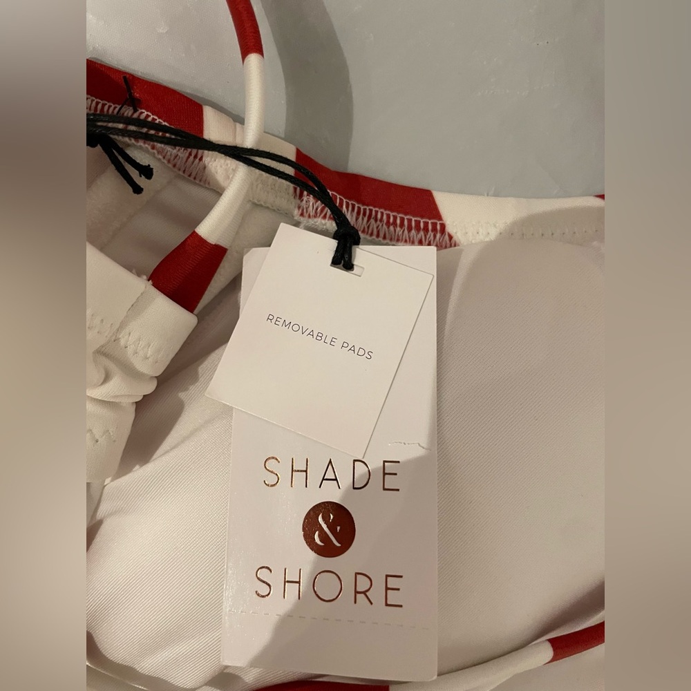 Shade & Shore Women's Bralette Bikini Top Red/White 38DD NWT - Picture 3 of 4